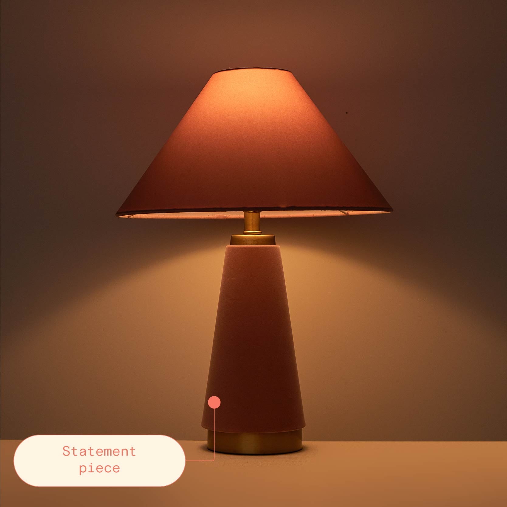 Beautiful Rose Pink Velvet Table Lamp by Drew Barrymore, 19" H