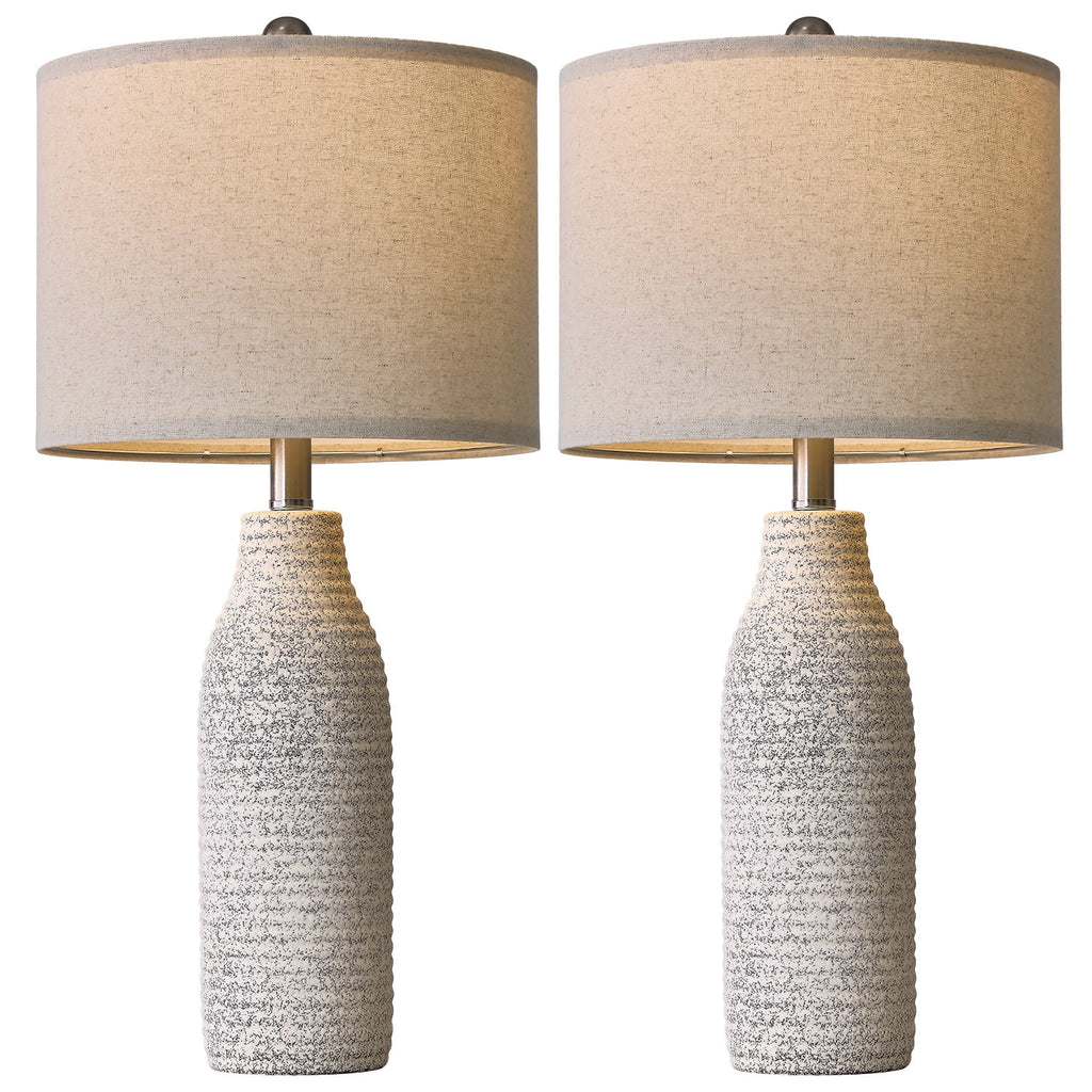 Yokila 25" White Ceramic Table Lamps Set of 2 for Living Room Bedroom Modern Bedside Nightstand Lamps