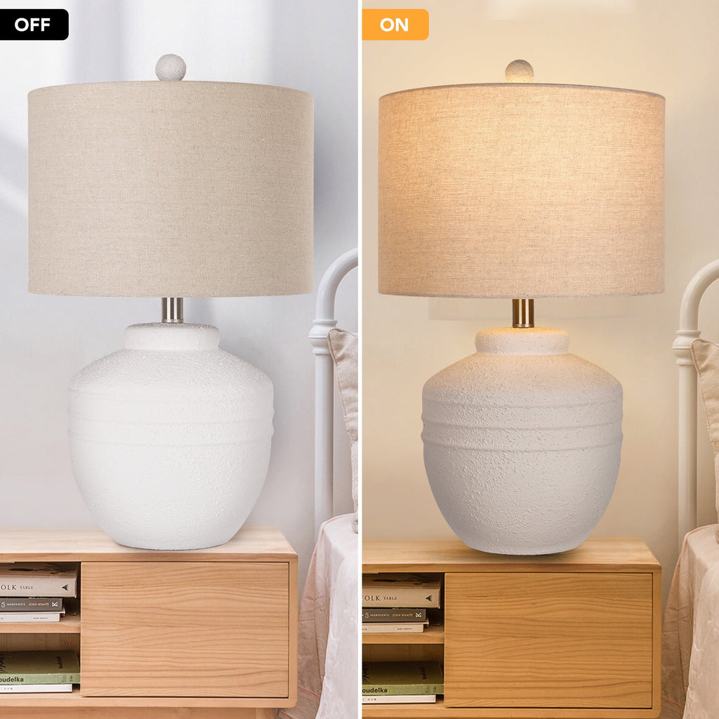 Farmhouse Jar Table Lamp 1 Pack, Rotary Switch Rustic Bedside Lamp, Pot Nightstand Lamp for Bedroom Living Room (LED Bulb Included)