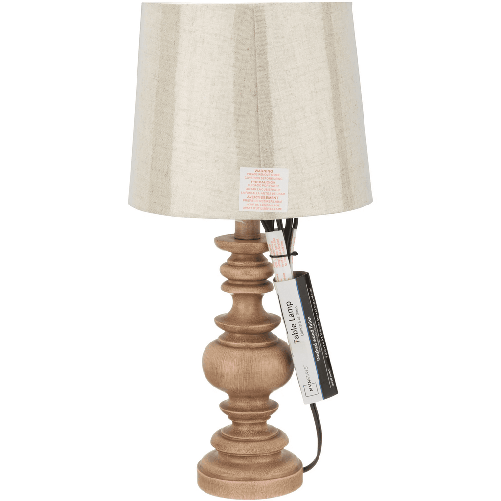 Mainstays 18.5" Traditional Washed Wood Table Lamp, Linen Shade