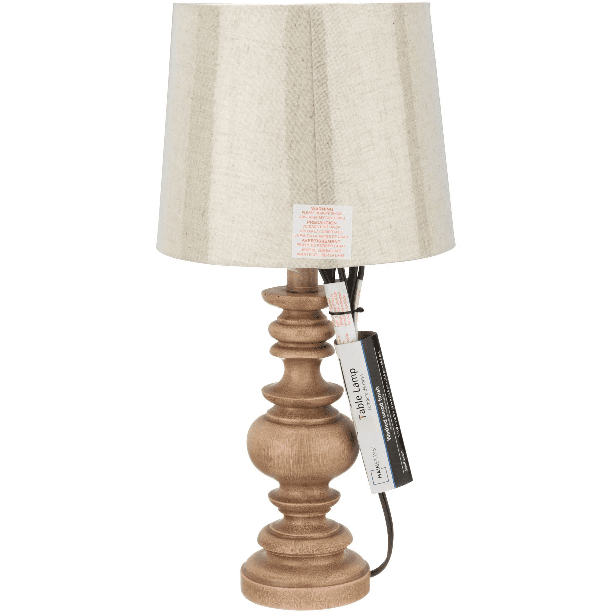Mainstays 18.5" Traditional Washed Wood Table Lamp, Linen Shade