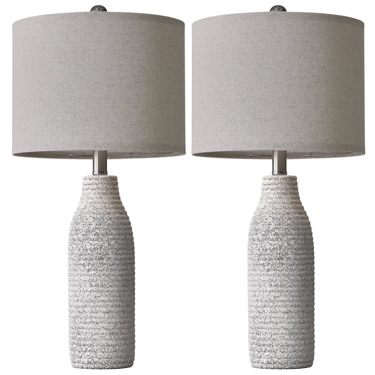 Yokila 25" White Ceramic Table Lamps Set of 2 for Living Room Bedroom Modern Bedside Nightstand Lamps
