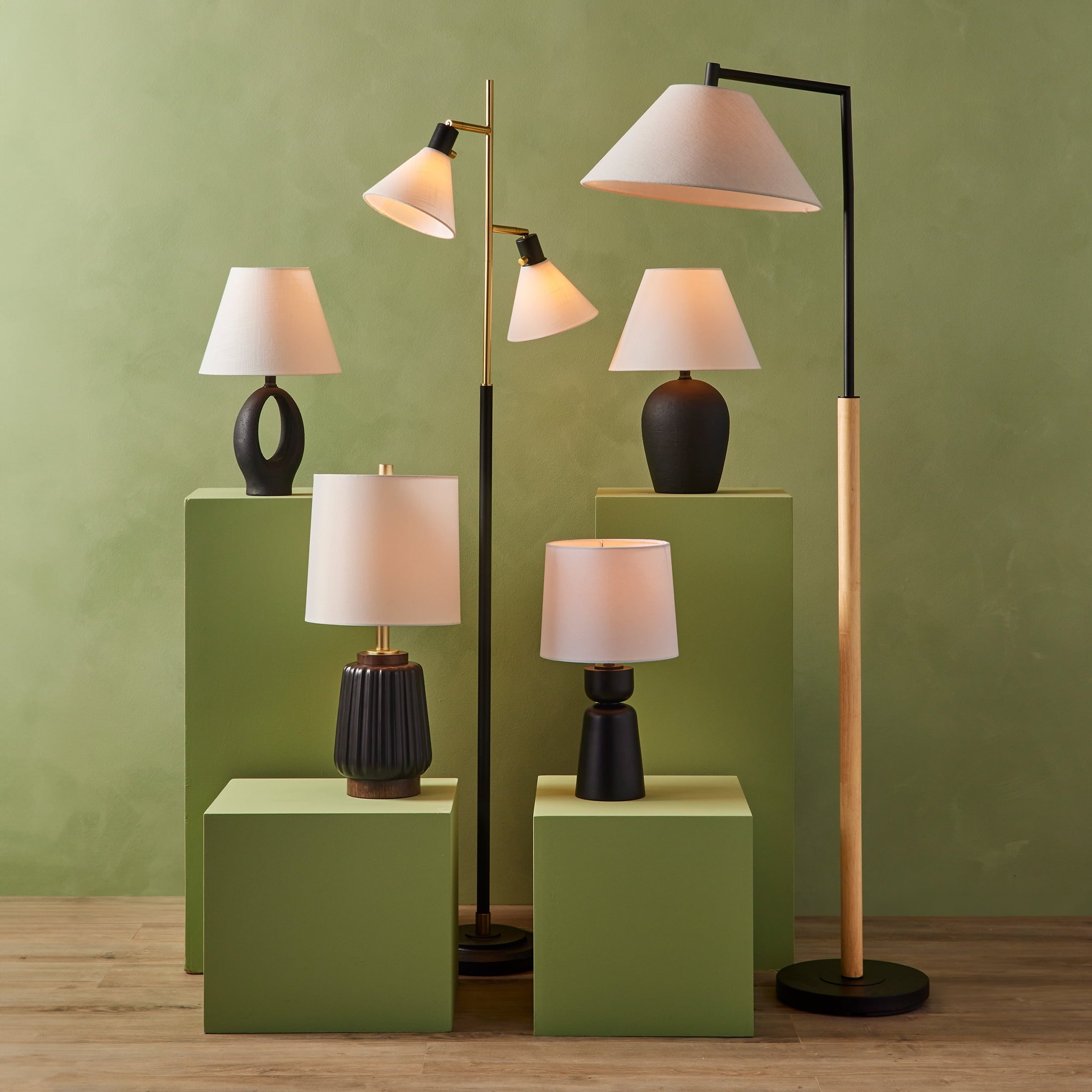 Better Homes & Gardens 18"H Ceramic Urn Style Table Lamp, Matte Black Finish, with White Linen Empire Shade