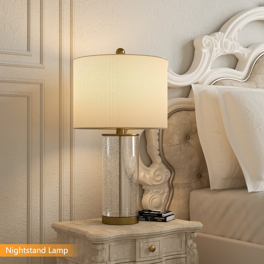 Maxax Bubble Glass Table Lamps for Living Room Set of 2,  23"  Modern Gold Bedside Nightstand Lamps for Bedroom