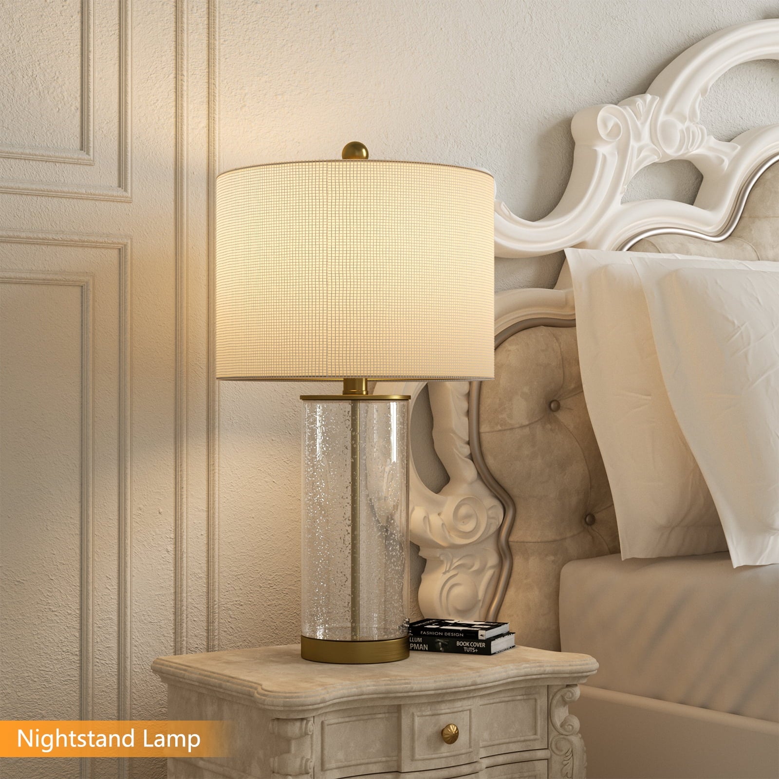 Maxax Bubble Glass Table Lamps for Living Room Set of 2,  23"  Modern Gold Bedside Nightstand Lamps for Bedroom