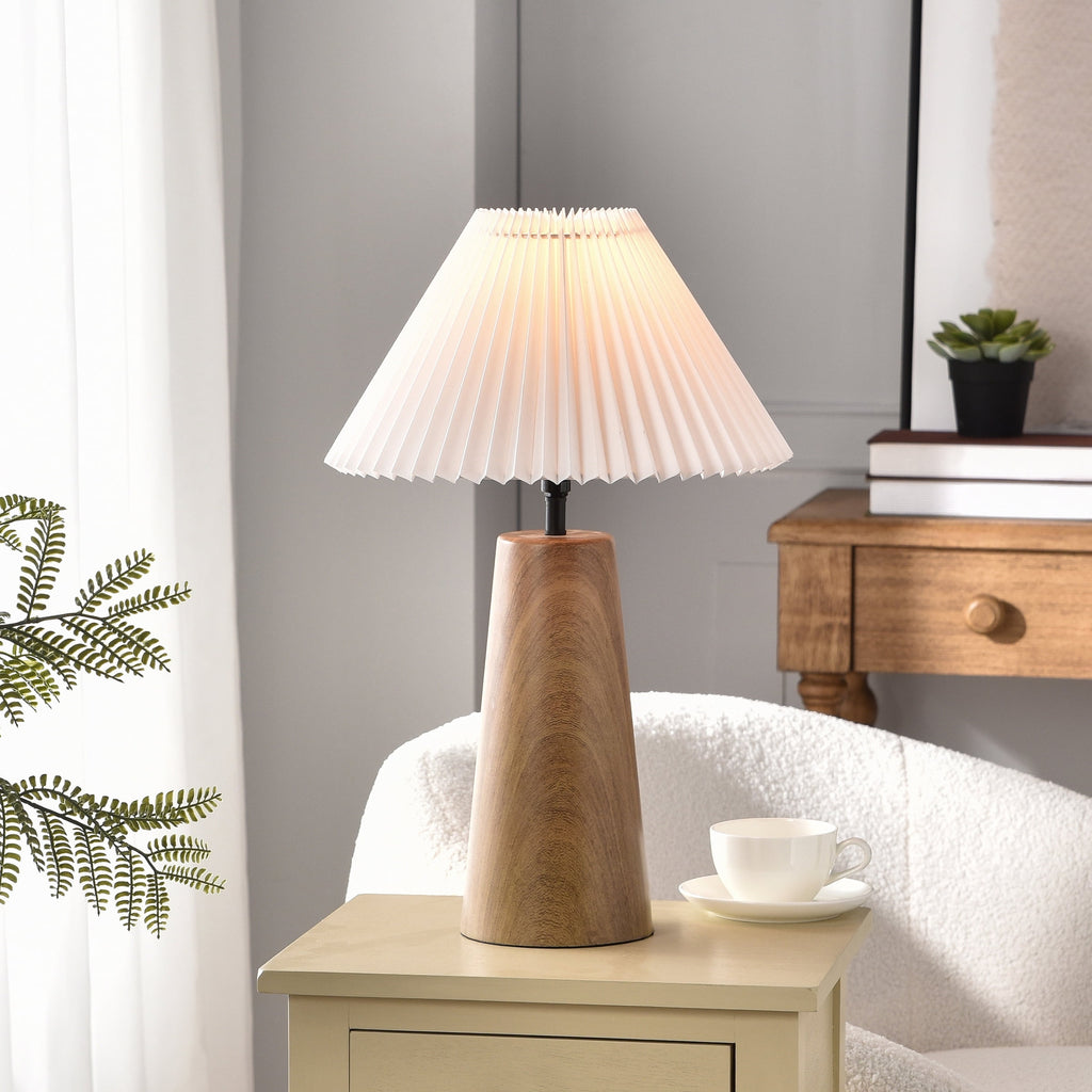 Better Homes & Gardens Wood Grain Finish Table Lamp with Pleated Shade