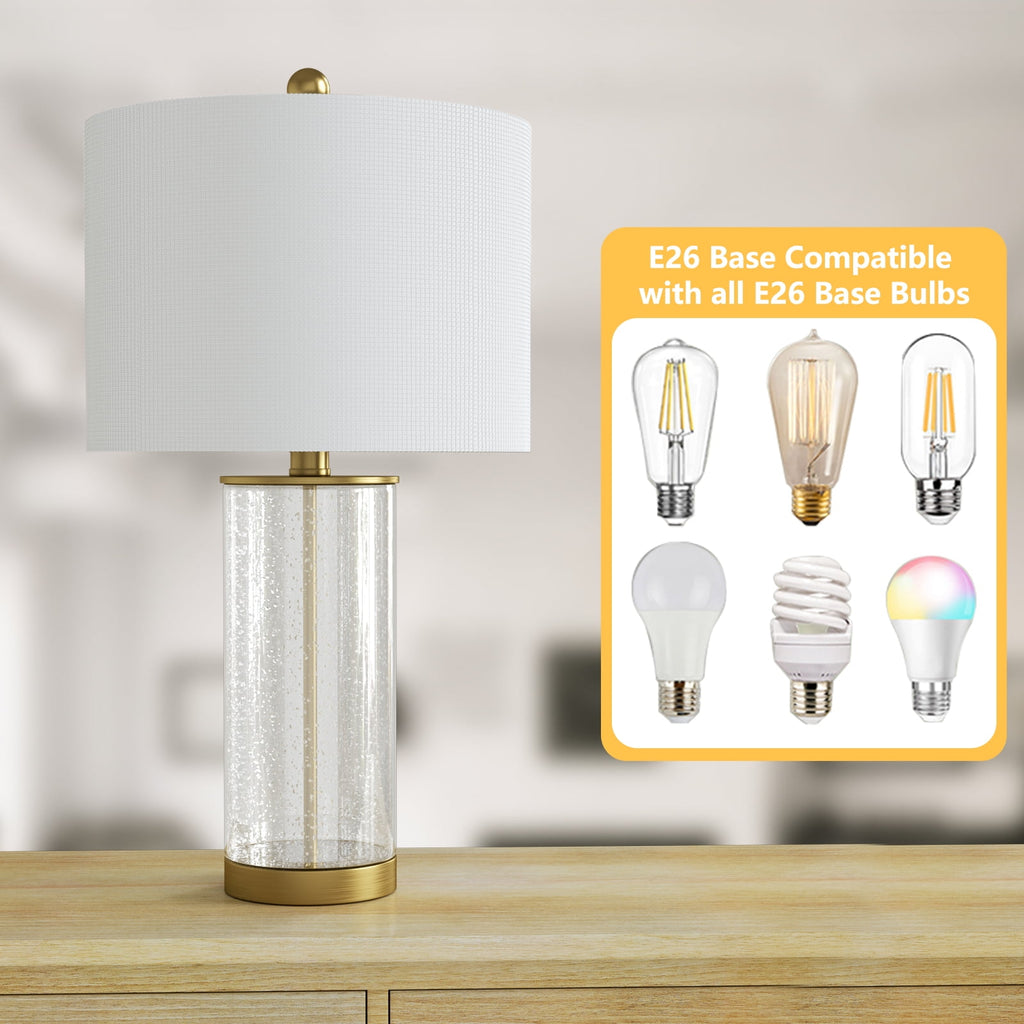 Maxax Bubble Glass Table Lamps for Living Room Set of 2,  23"  Modern Gold Bedside Nightstand Lamps for Bedroom